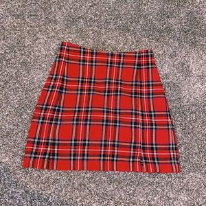 red mini skirt plaid